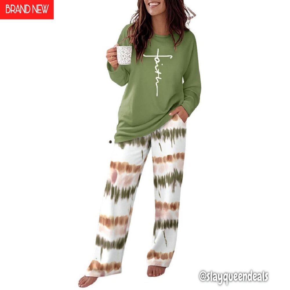 Womens Long Sleeve Pajama Set Soft Stretchy Loose Fit Loungewear